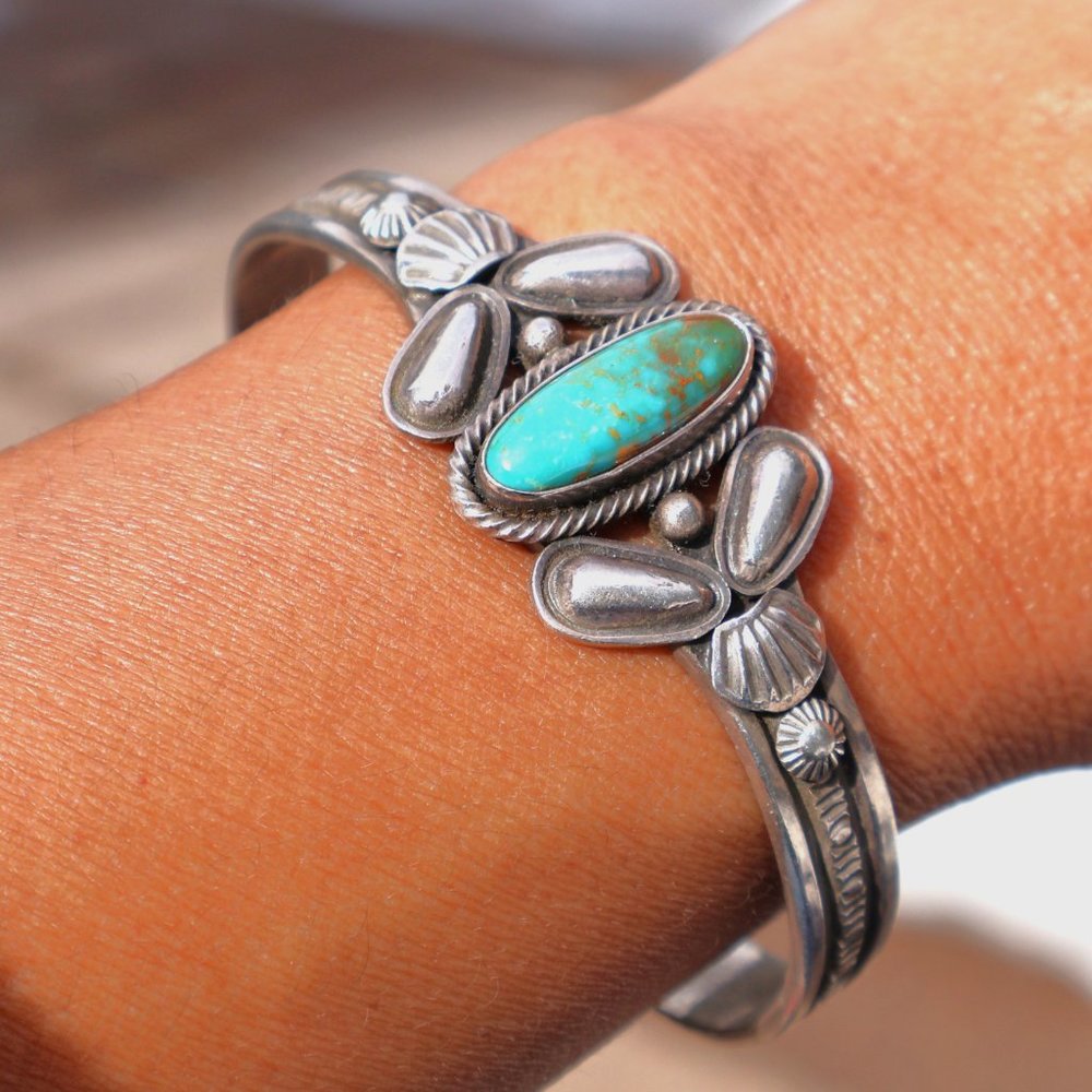 Native American Royston Turquoise Bracelet Signed @loveyourstyle Jewelry sz 7*